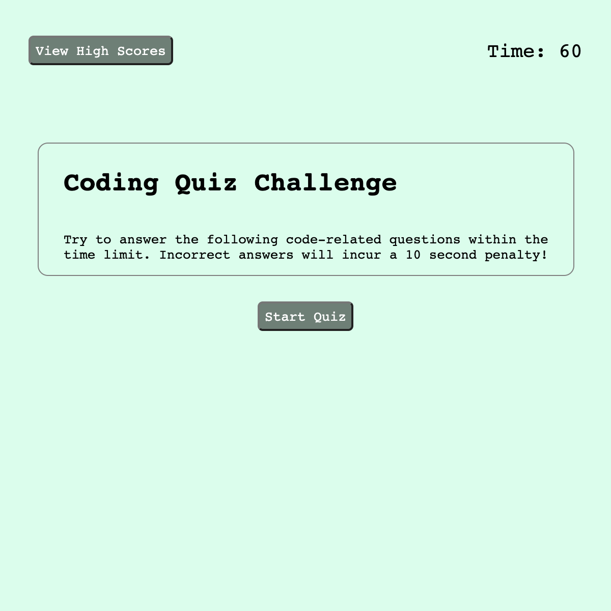 Code Quiz application