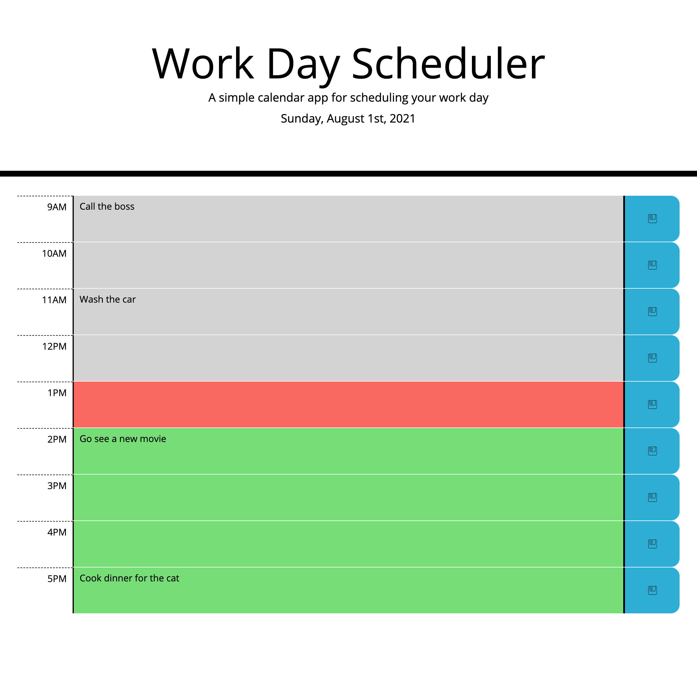 Work Day Scheduler application